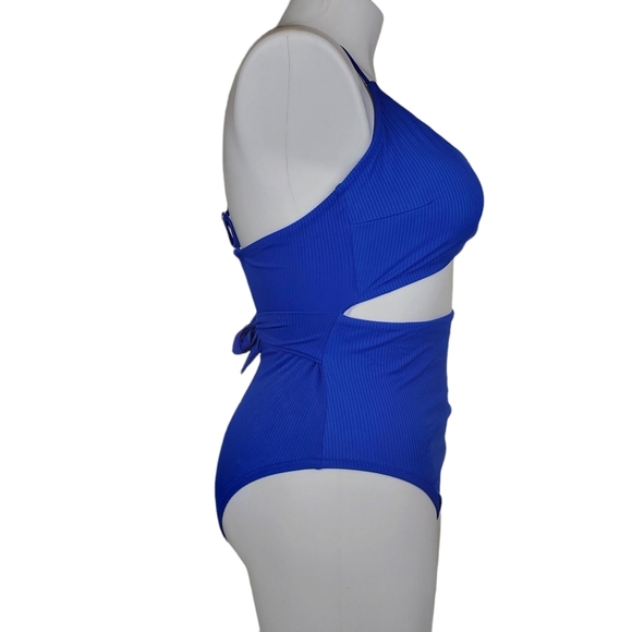 Shade & Shore | NWT Sapphire Blue Open Front One Piece Swim Suit Women's XL - Picture 3 of 9